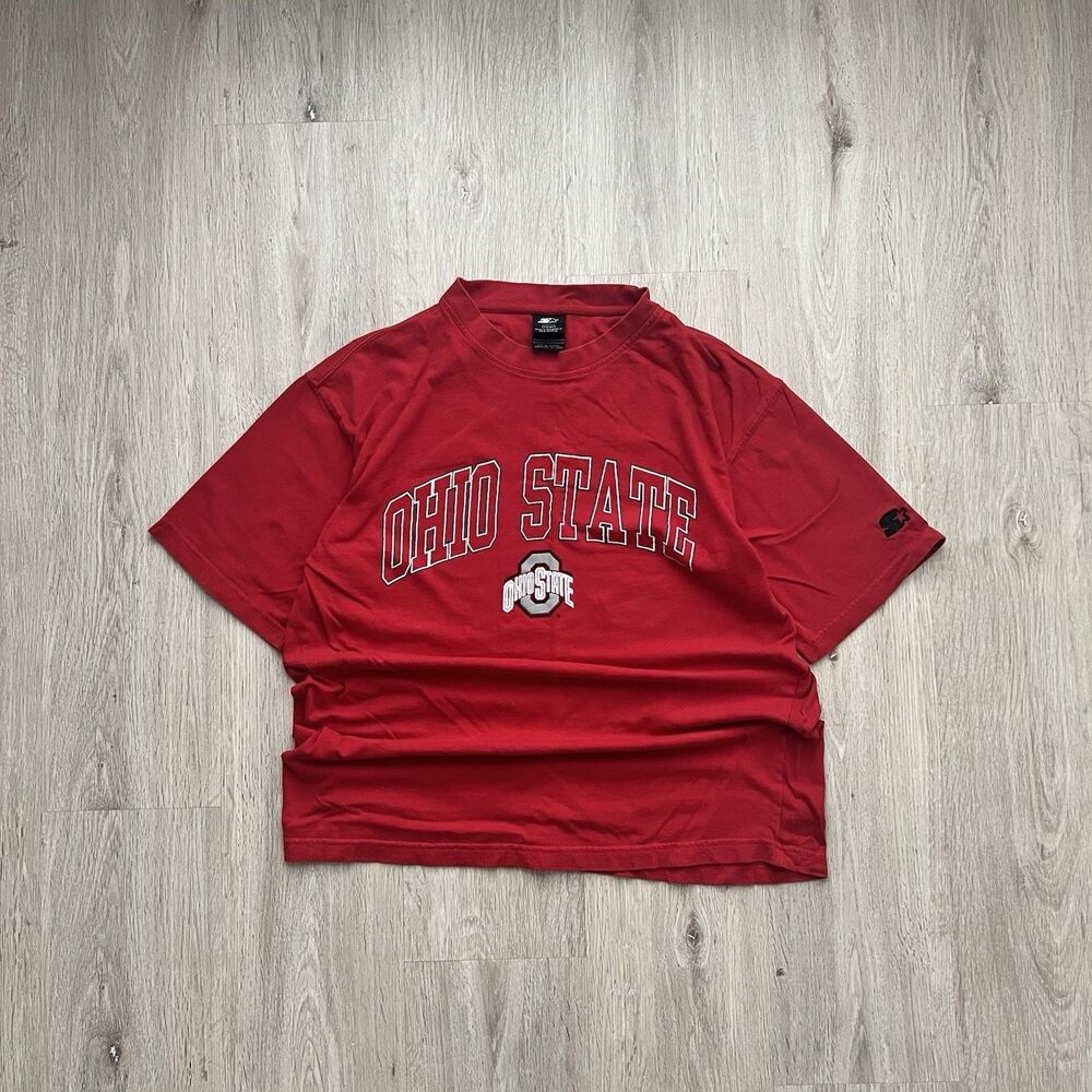 Vintage Starter Ohio State Buckeyes T-Shirt Mens L Spell Out NCAA College Tee